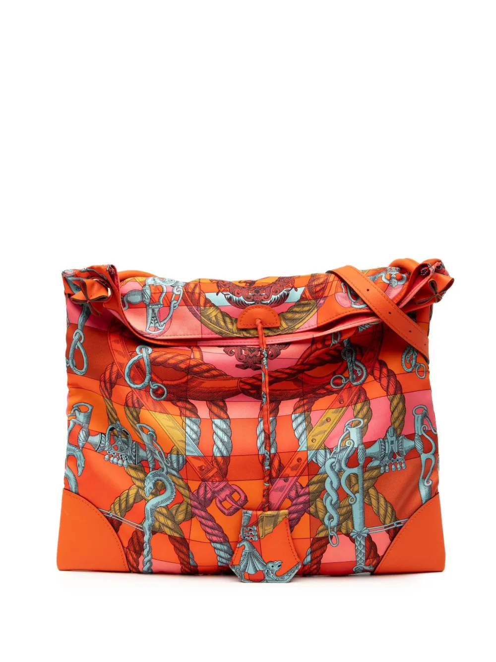 Pre-owned Hermes 2016 Silk And Barenia Della Cavalleria Silky City 33 Crossbody Bag In Multi