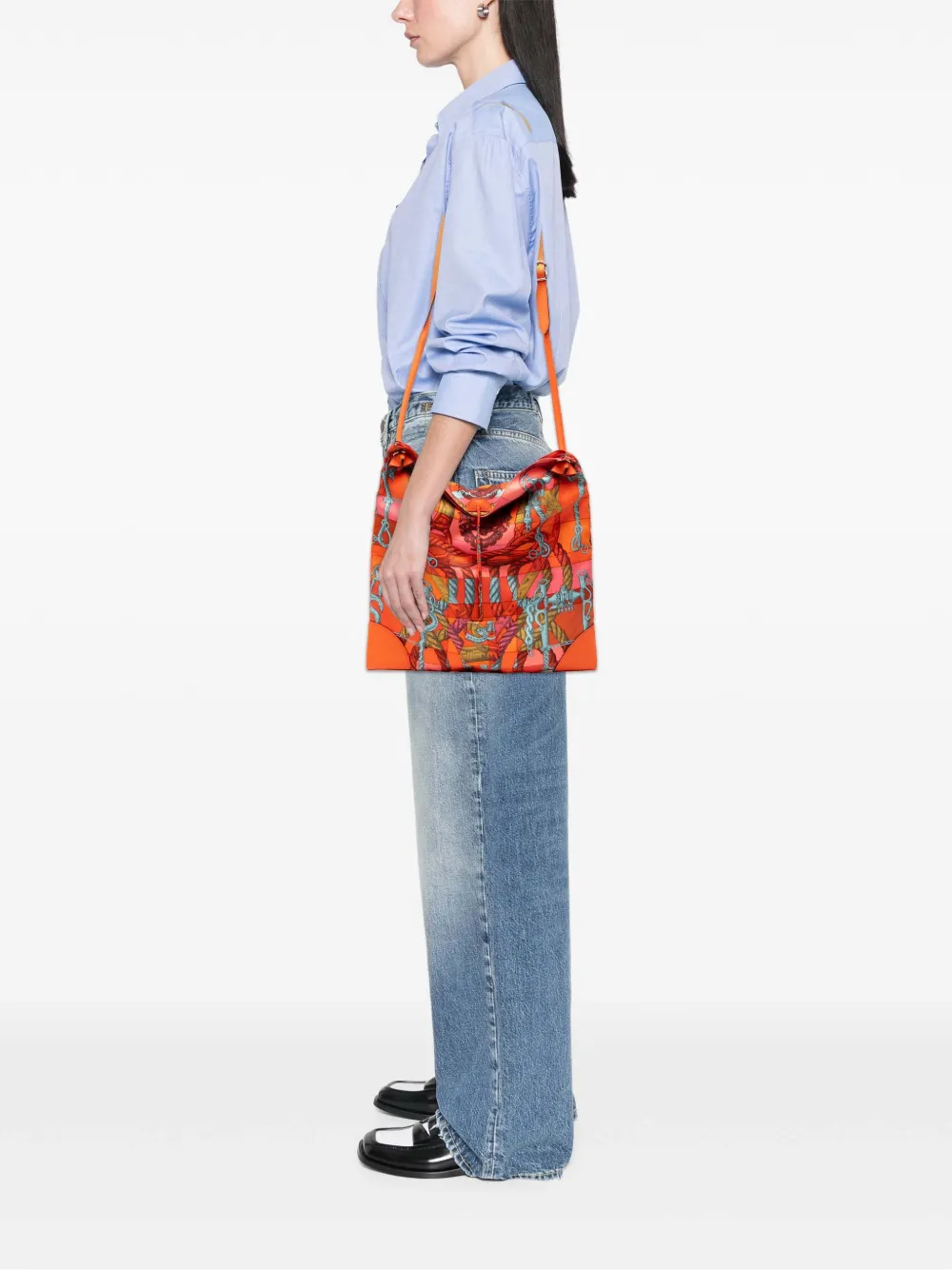 Pre-owned Hermes 2016 Silk And Barenia Della Cavalleria Silky City 33 Crossbody Bag In Multi