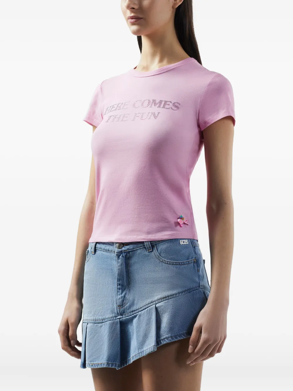 GCDS Polly Pocket Bling T-shirt Roze