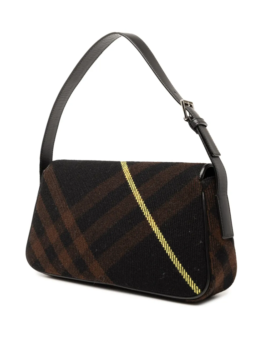 Pre-owned Burberry 2000-2017 Supernova Check Wool Shoulder Bag In Black