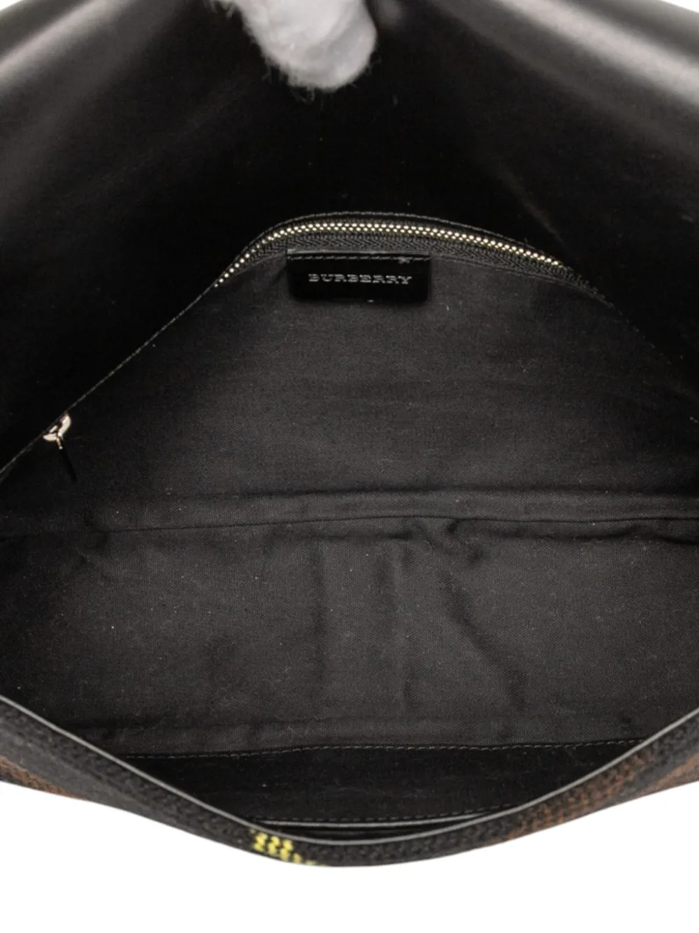 Pre-owned Burberry 2000-2017 Supernova Check Wool Shoulder Bag In Black