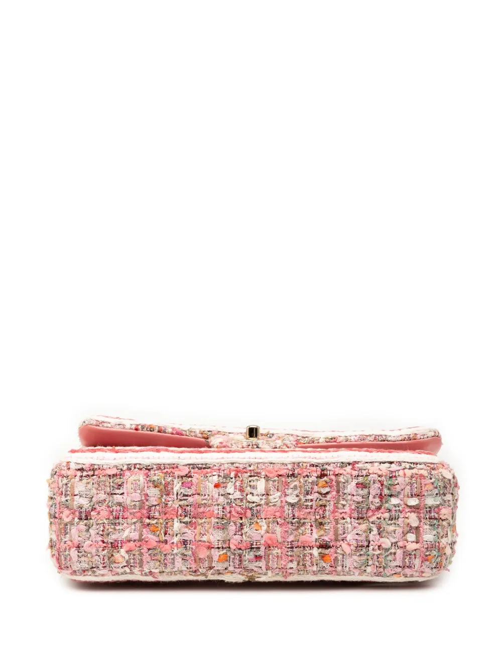 Pre-owned Chanel 2019 Medium Classic Quilted Tweed Braided Double Flap Shoulder Bag In Pink