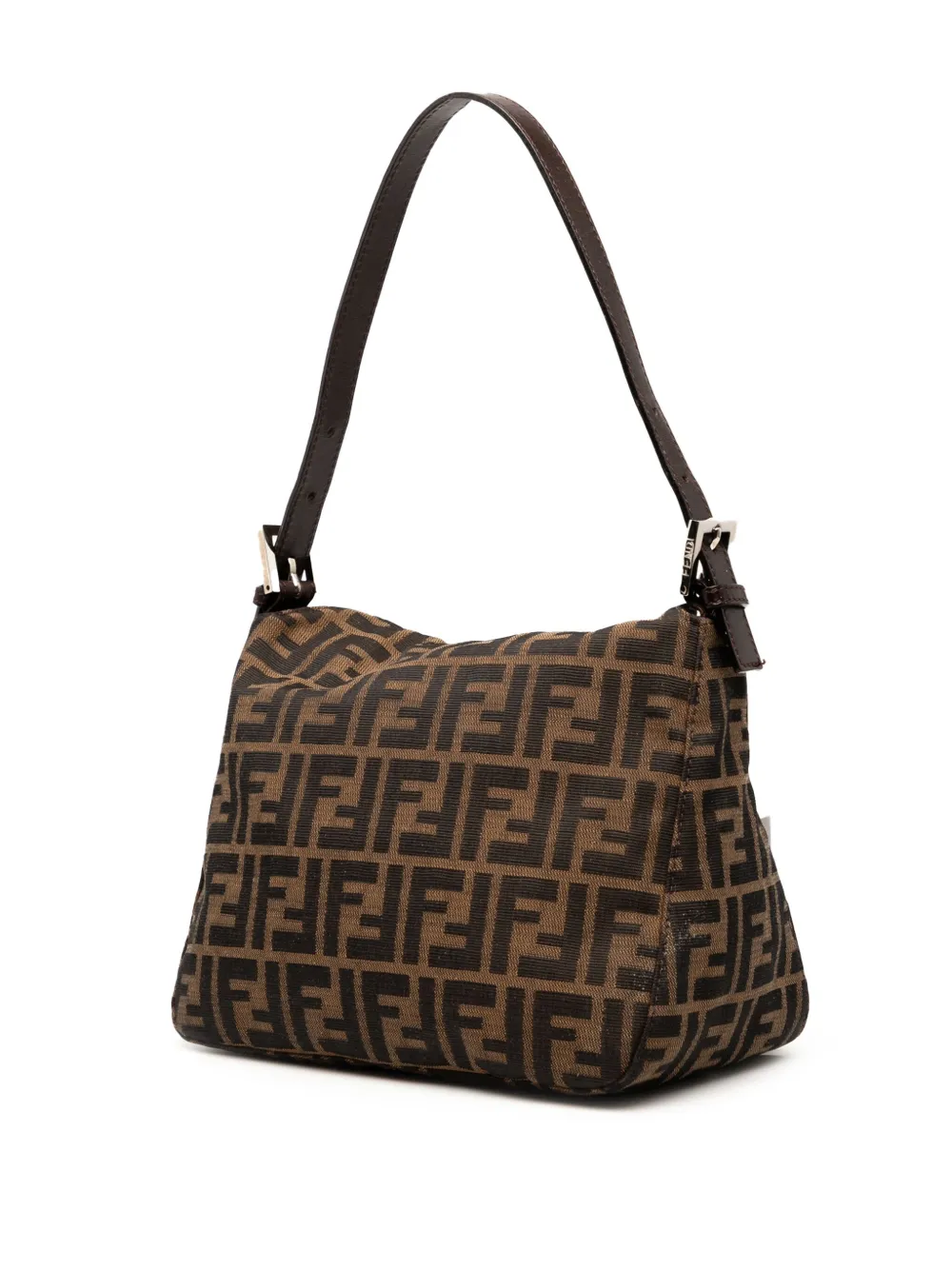 Pre-owned Fendi 20th Century Zucca Canvas Double Flap Shoulder Bag In Brown