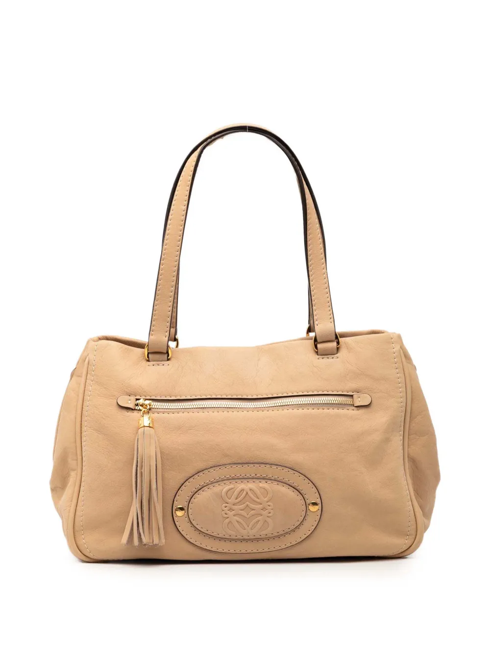 Loewe Pre-Owned 2000-2025 Nubuck Anagram Madrid Fringe shoulder bag - Marrone