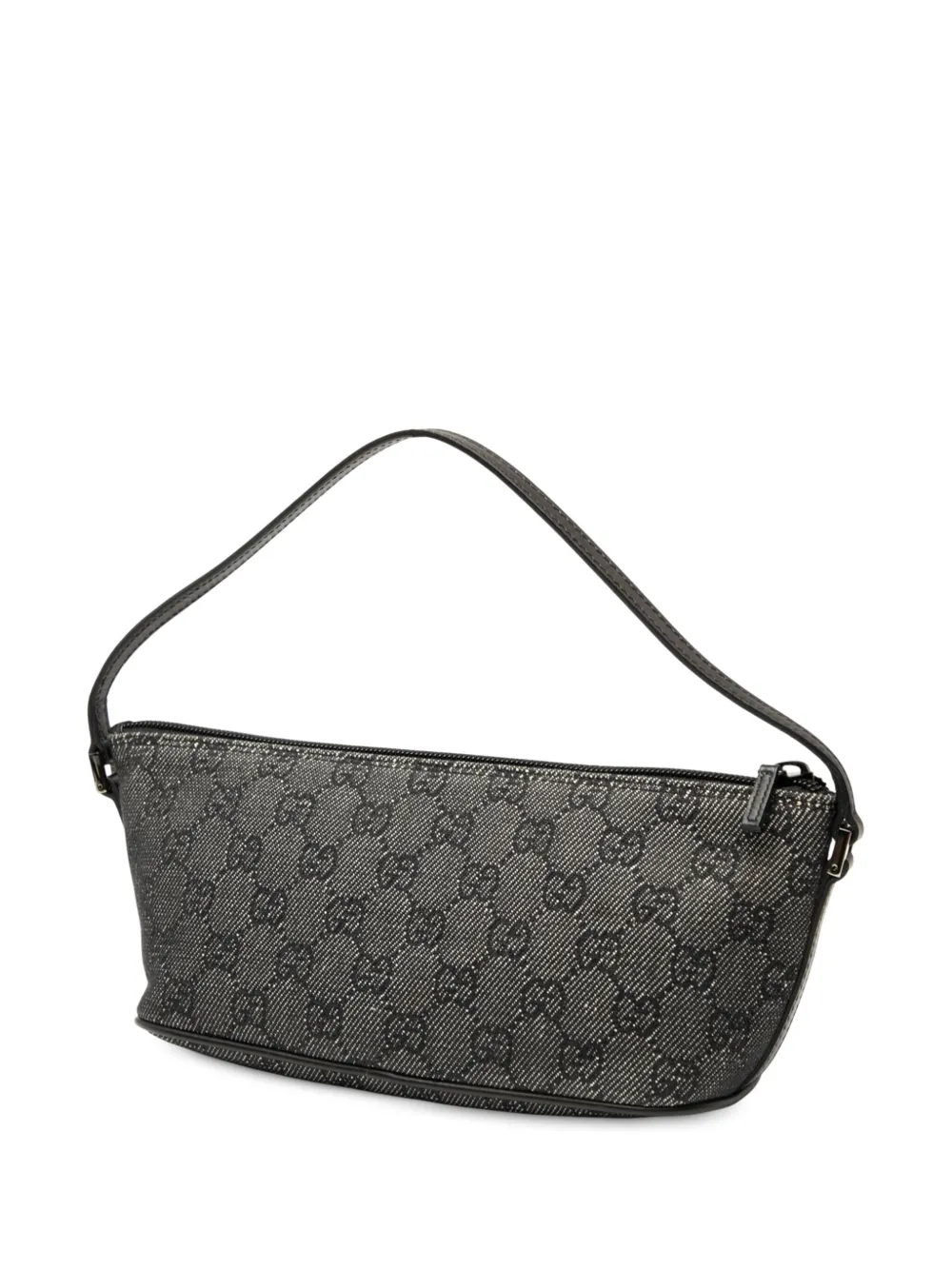 Pre-owned Gucci 2000-2015 Gg Denim Boat Shoulder Bag In Gray