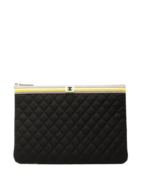 CHANEL Pre-Owned 2016-2017 Large Quilted Nylon Fluo Boy O Case clutch bag