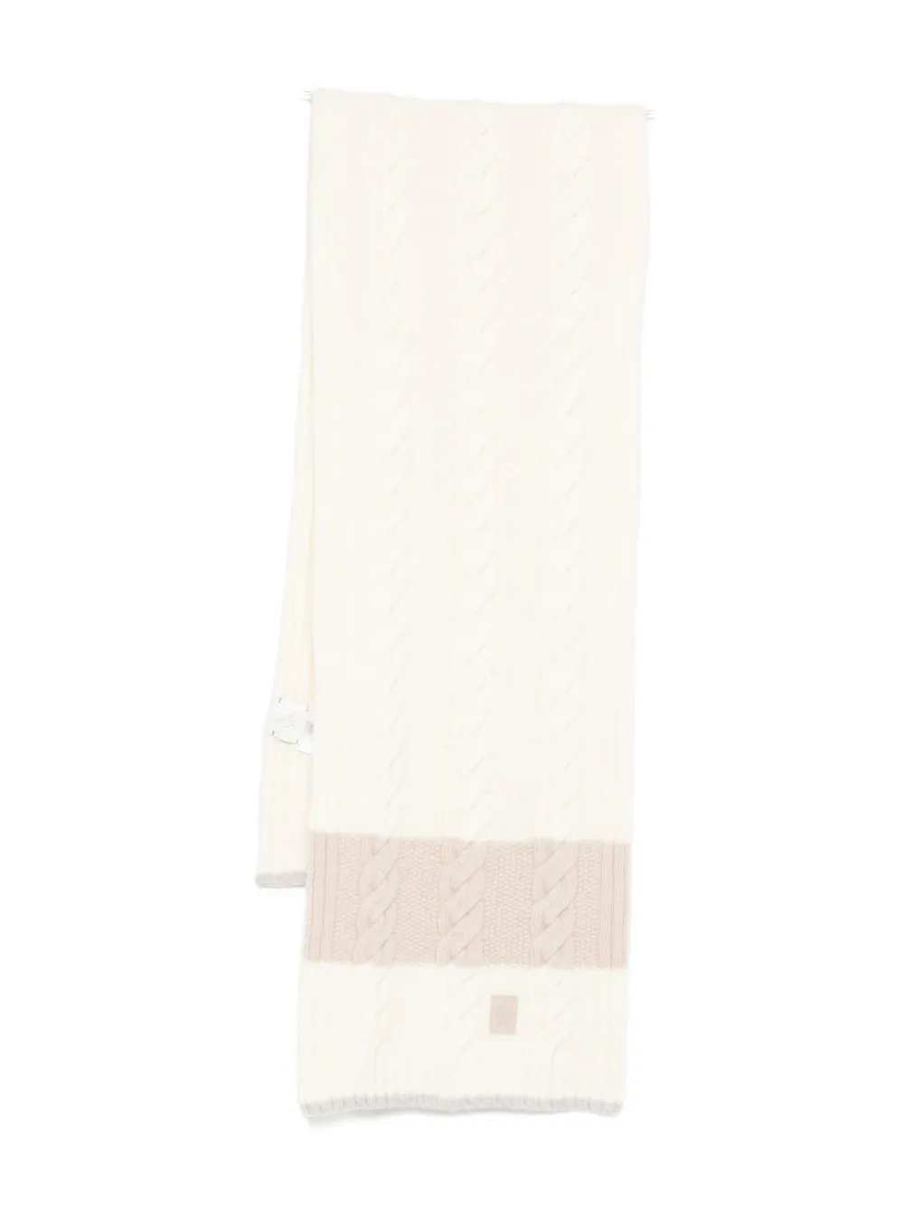 Eleventy Logo Cable-knit Scarf In Neutral