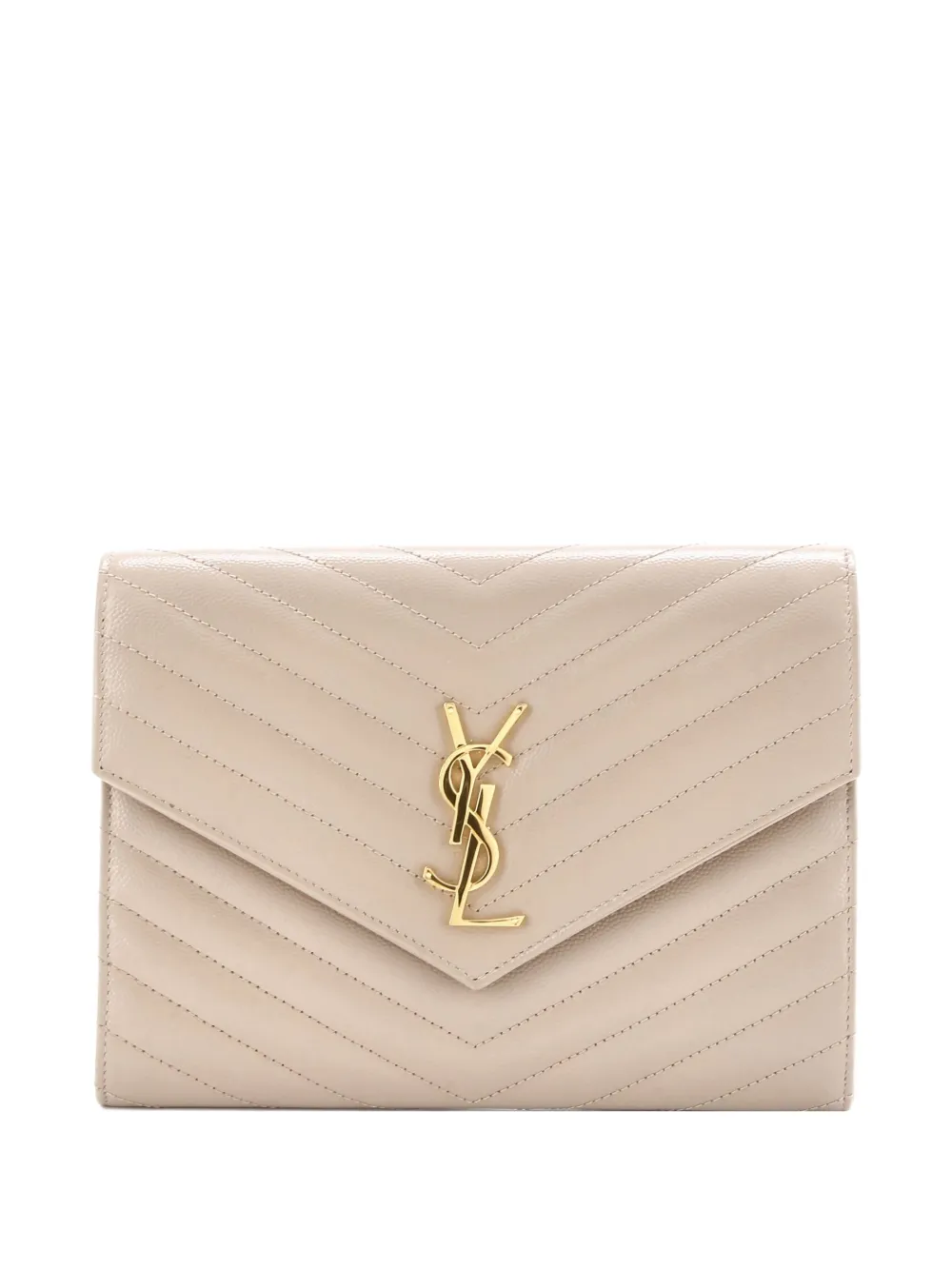 Saint Laurent Pre-Owned Classic Monogram Envelope Wristlet Matelasse Chevron Leather clutch bag | neutro | Image 1