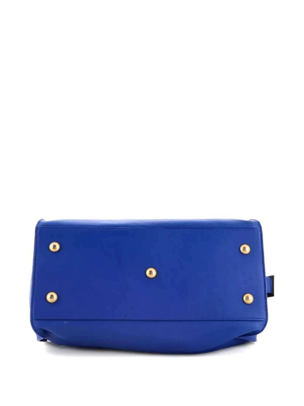 Pre-owned Saint Laurent Classic Y Cabas Leather Small Satchel In Blue