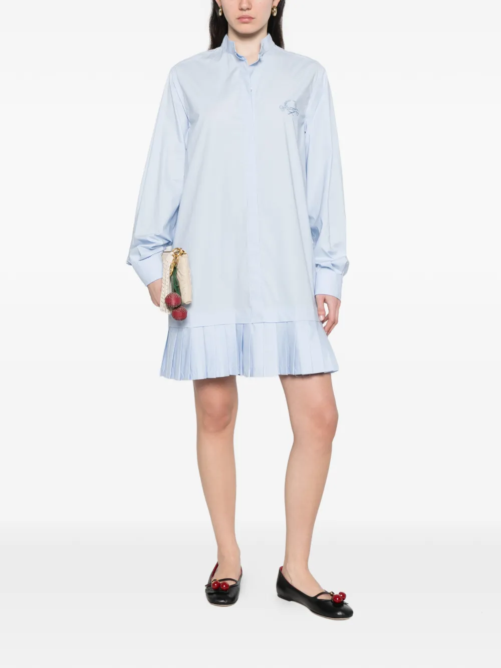 Moschino Mini-jurk met geplooide afwerking en geborduurd logo Blauw