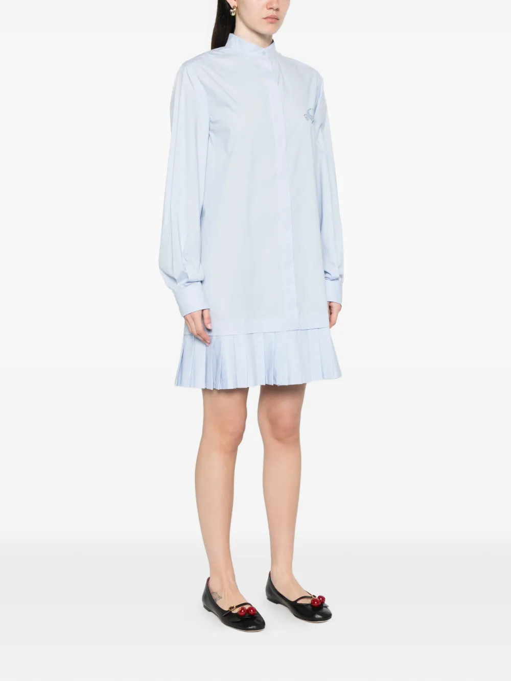 Moschino Mini-jurk met geplooide afwerking en geborduurd logo Blauw