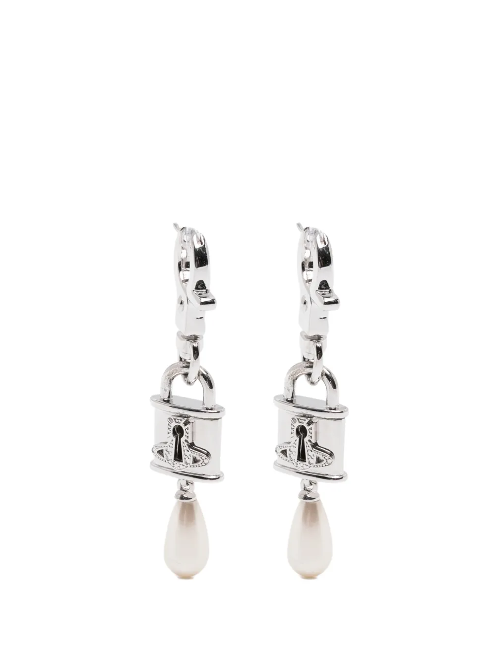 Vivienne Westwood small Celestia Orb padlock earrings - Argento