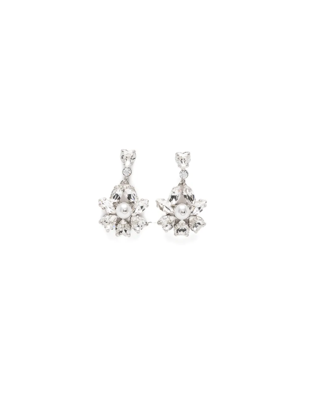 Simone Rocha Heartbloom crystal-embellished drop earrings - Argento