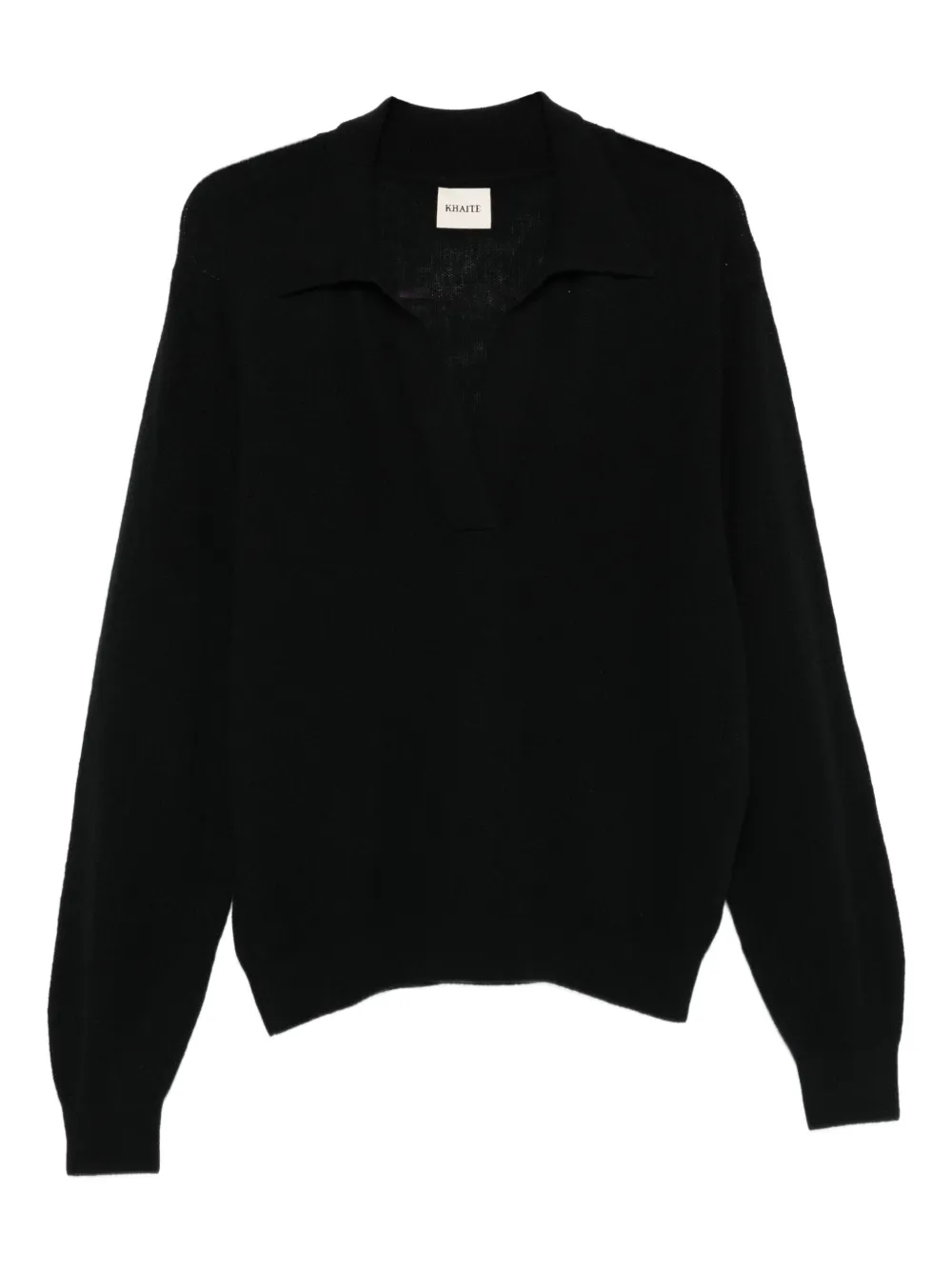 Khaite Long-sleeve Polo Tops In Black