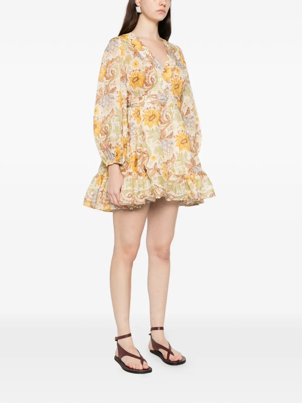 ZIMMERMANN Daylight mini-jurk met franje Beige
