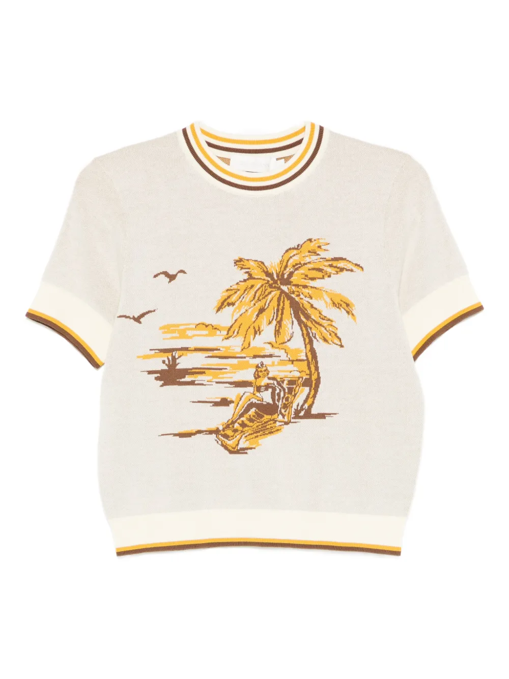 Zimmermann Daylightpam-tree Jacquard T-shirt In Neutral