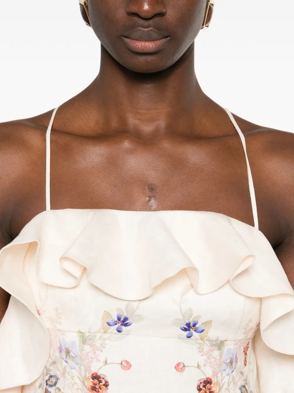 ZIMMERMANN Patience Frill midi-jurk Beige