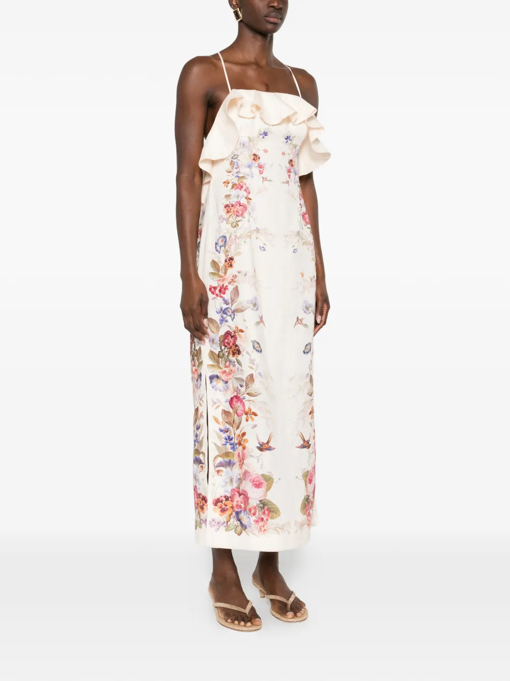  Zimmermann Patience Frill Midi Dress - Neutrals 