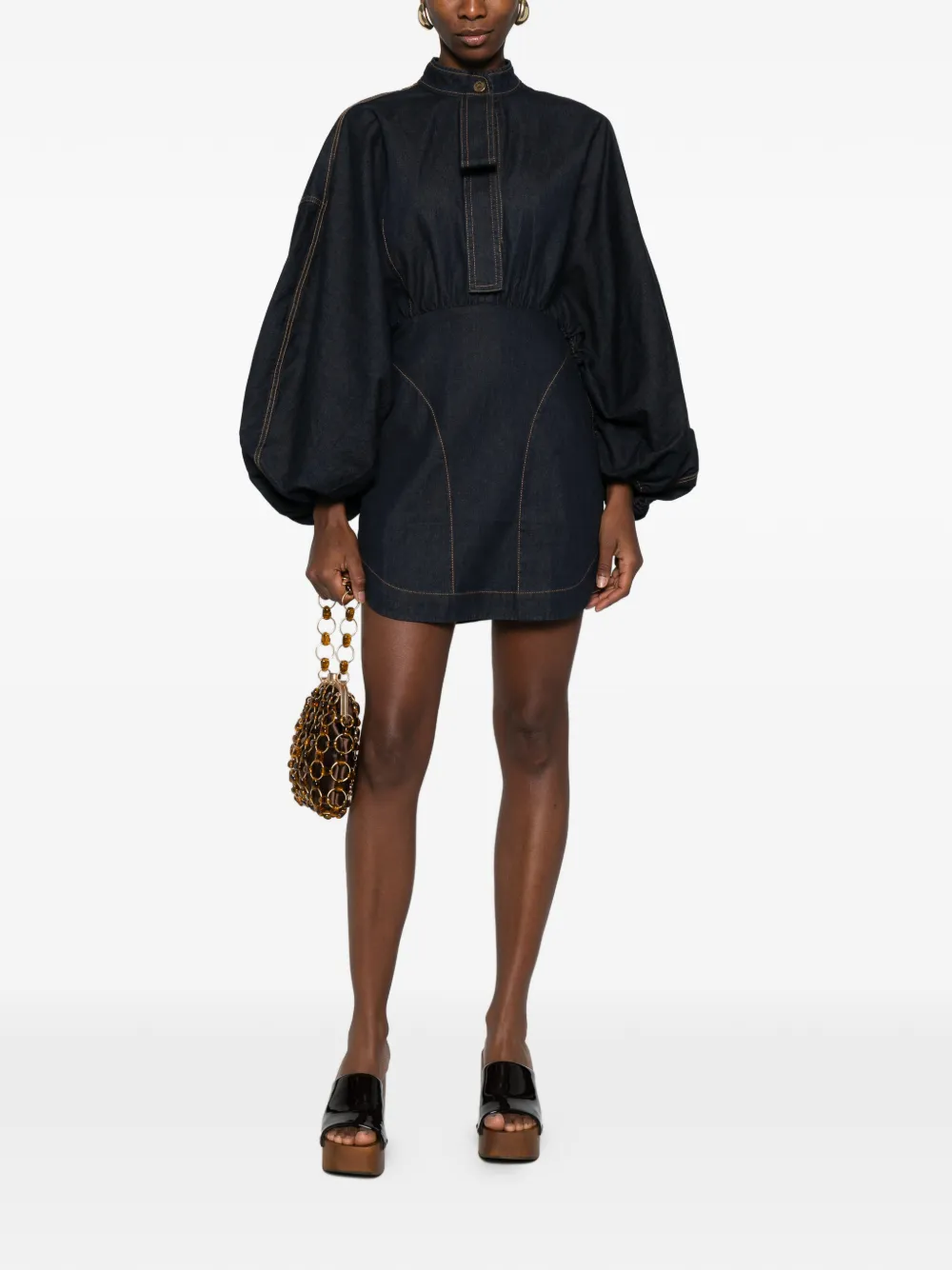 ZIMMERMANN bishop-sleeve denim mini dress - Blauw