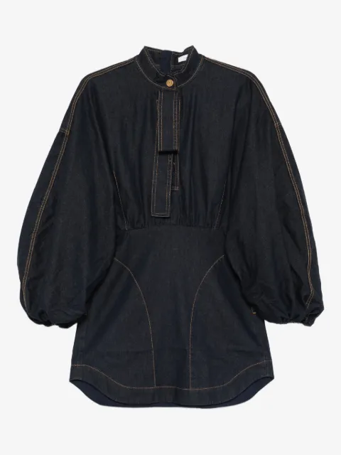 ZIMMERMANN bishop-sleeve denim mini dress