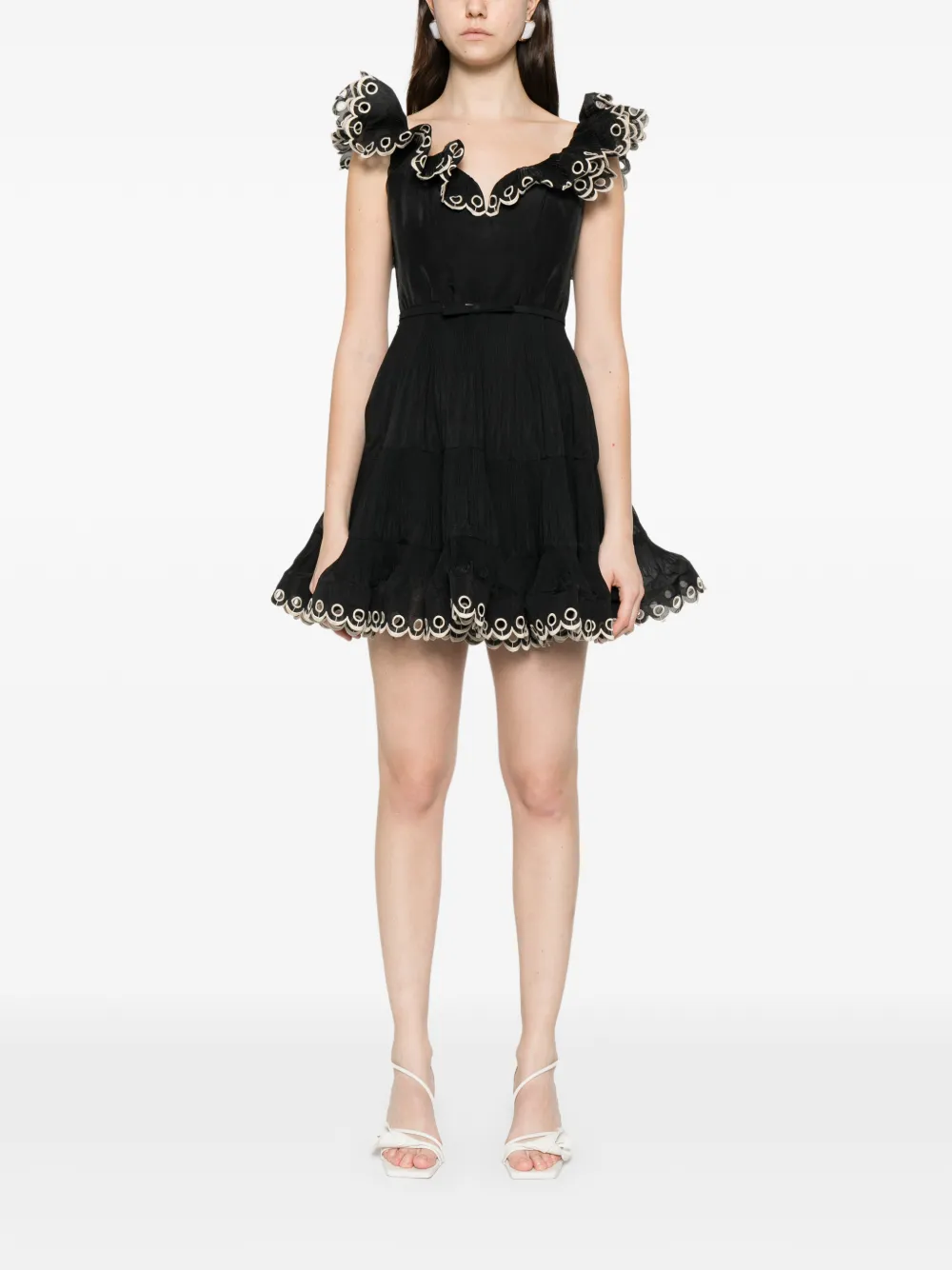 ZIMMERMANN embroidered mini dress - Zwart