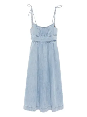 ZIMMERMANN Pleated Tiered Midi Dress | Blue | FARFETCH
