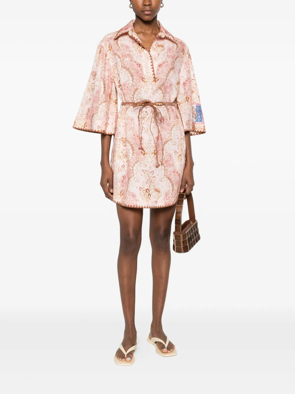 ZIMMERMANN Daylight floral belted mini dress - Roze