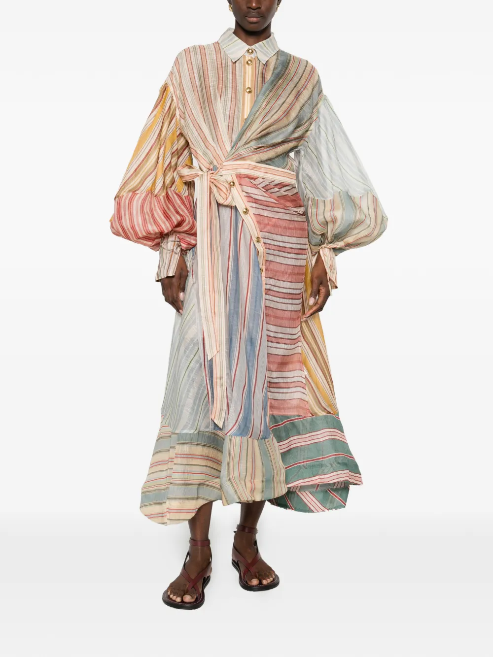 ZIMMERMANN Rebellion Striped midi dress - Beige