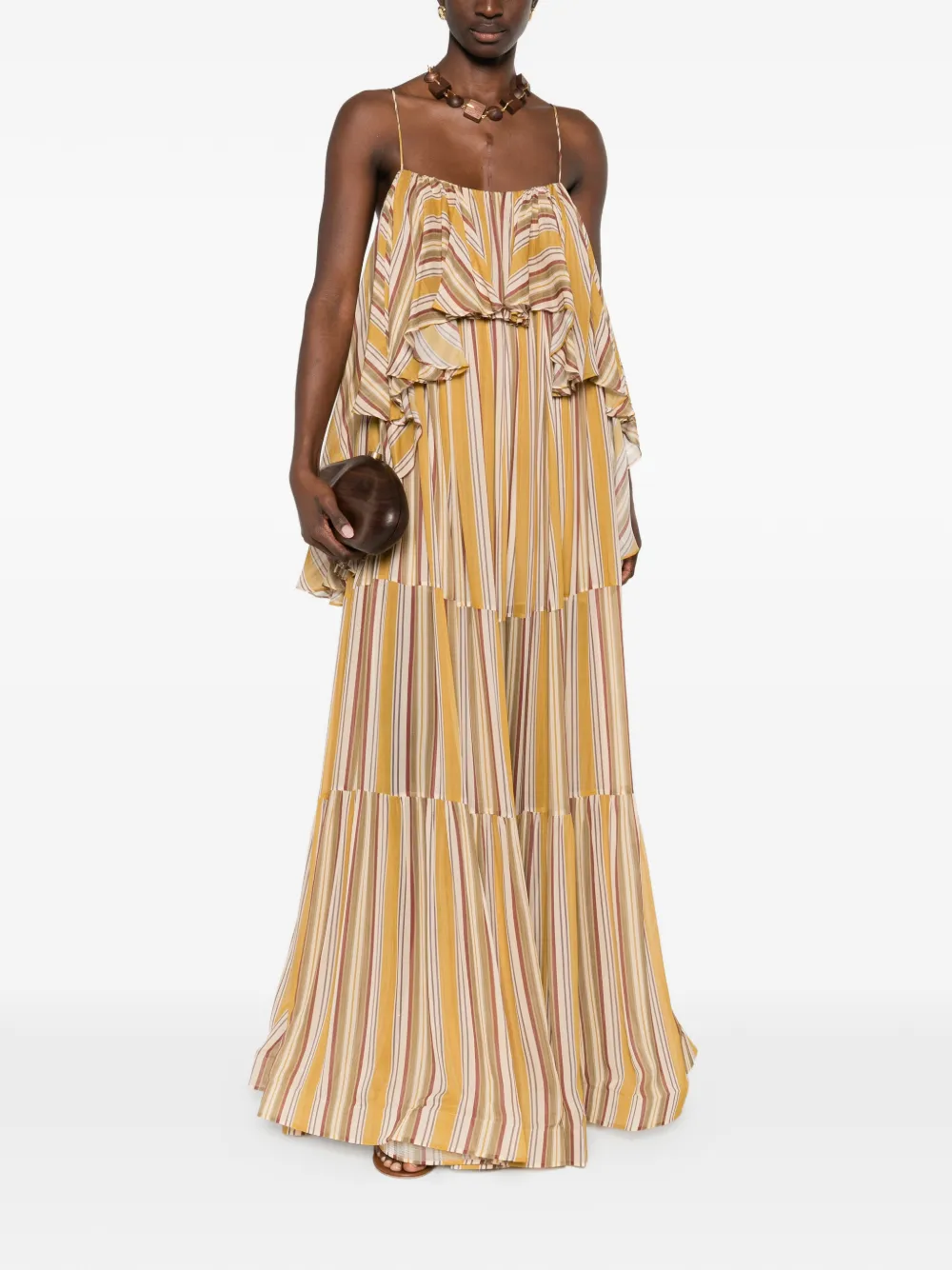 ZIMMERMANN Rebellion ruffled striped maxi dress - Geel