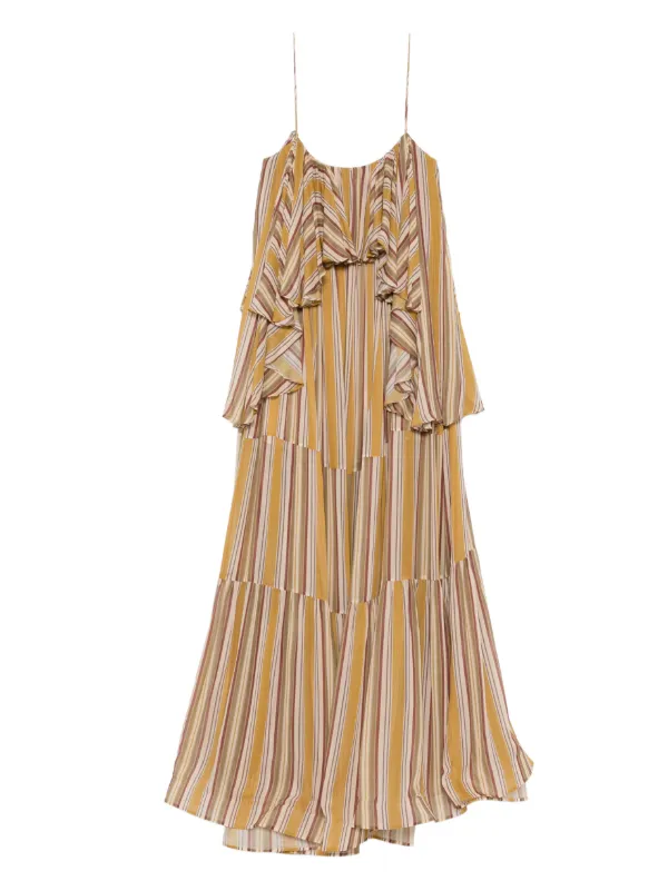 Zimmermann Rebellion Ruffled Striped Maxi Dress in Yellow