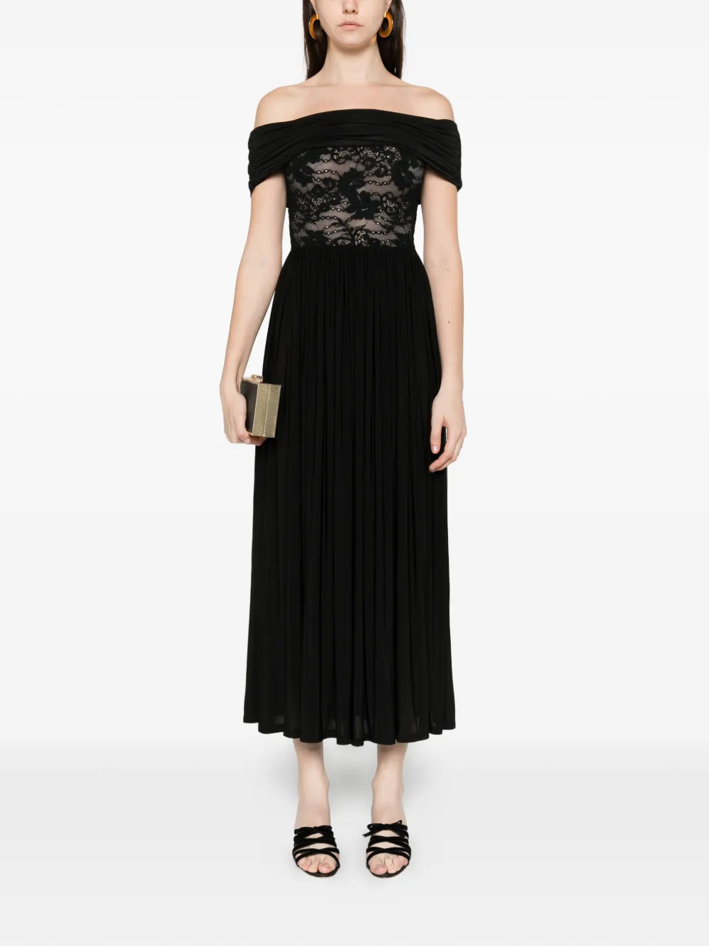 ZIMMERMANN lace-panel midi dress - Zwart