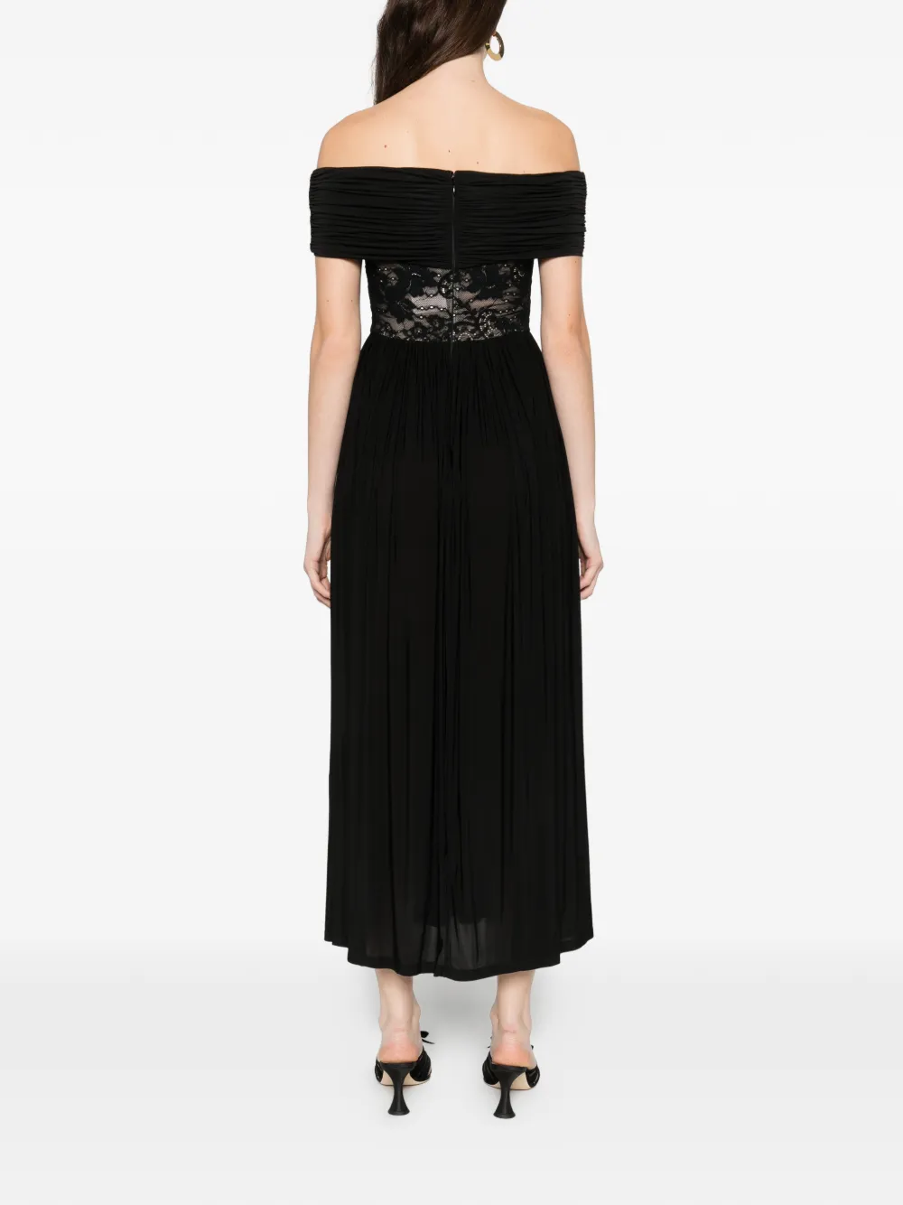 ZIMMERMANN Midi-jurk met kant Zwart
