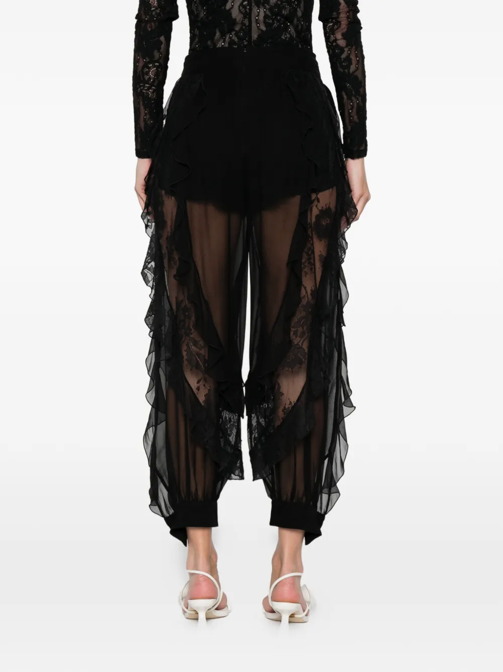 Zimmermann Rebellion Ruffled Lace Trousers In Black