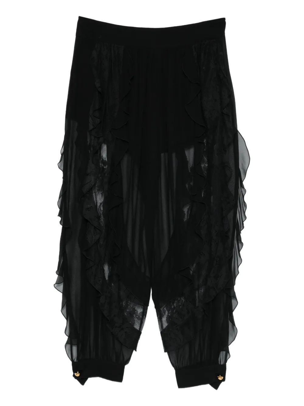 Zimmermann Rebellion Ruffled Lace Trousers In Black