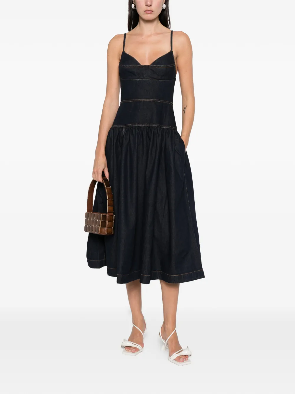 Zimmermann Sleeveless Denim Midi Dress In Blue