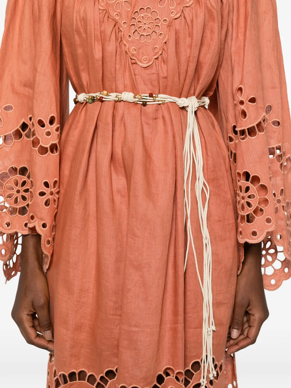 Zimmermann Awaken Embroidered Midi Dress In Orange