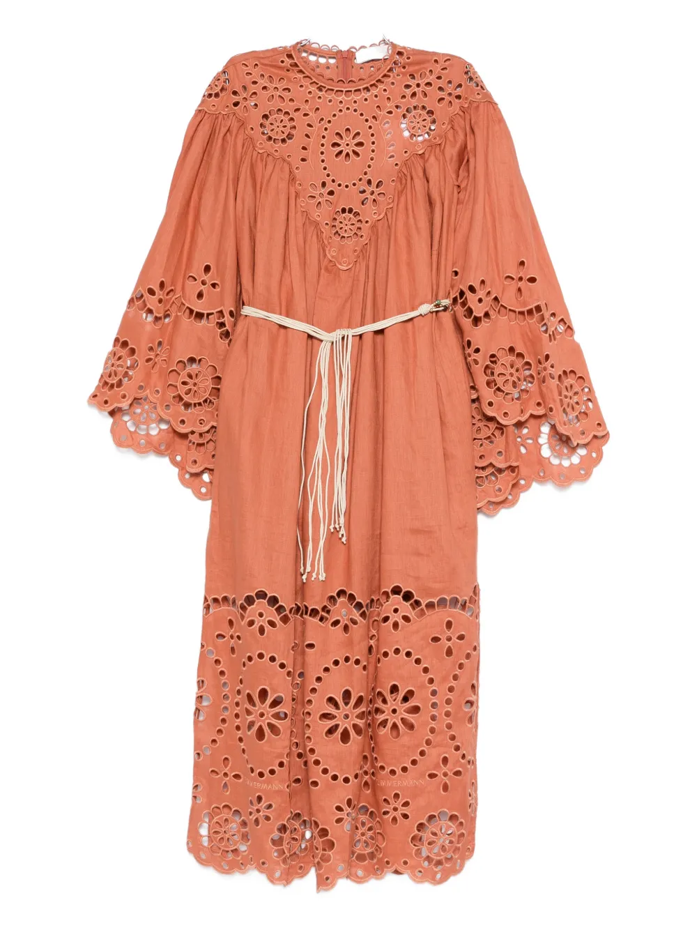 Zimmermann Awaken Embroidered Midi Dress In Orange