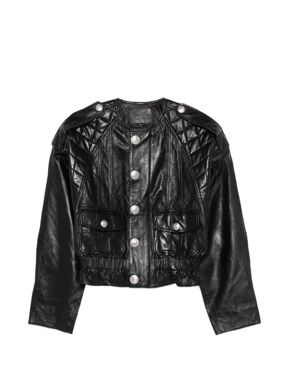 R13 quilted button leather jacket - Nero