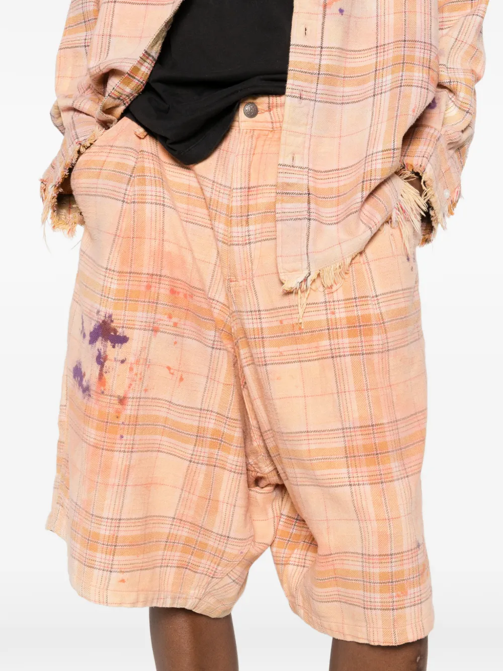 R13 Jesse geruite cargo shorts Oranje