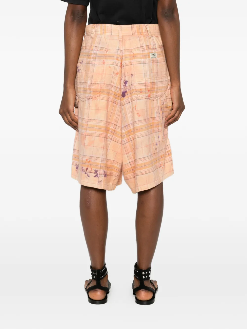 R13 Jesse geruite cargo shorts Oranje