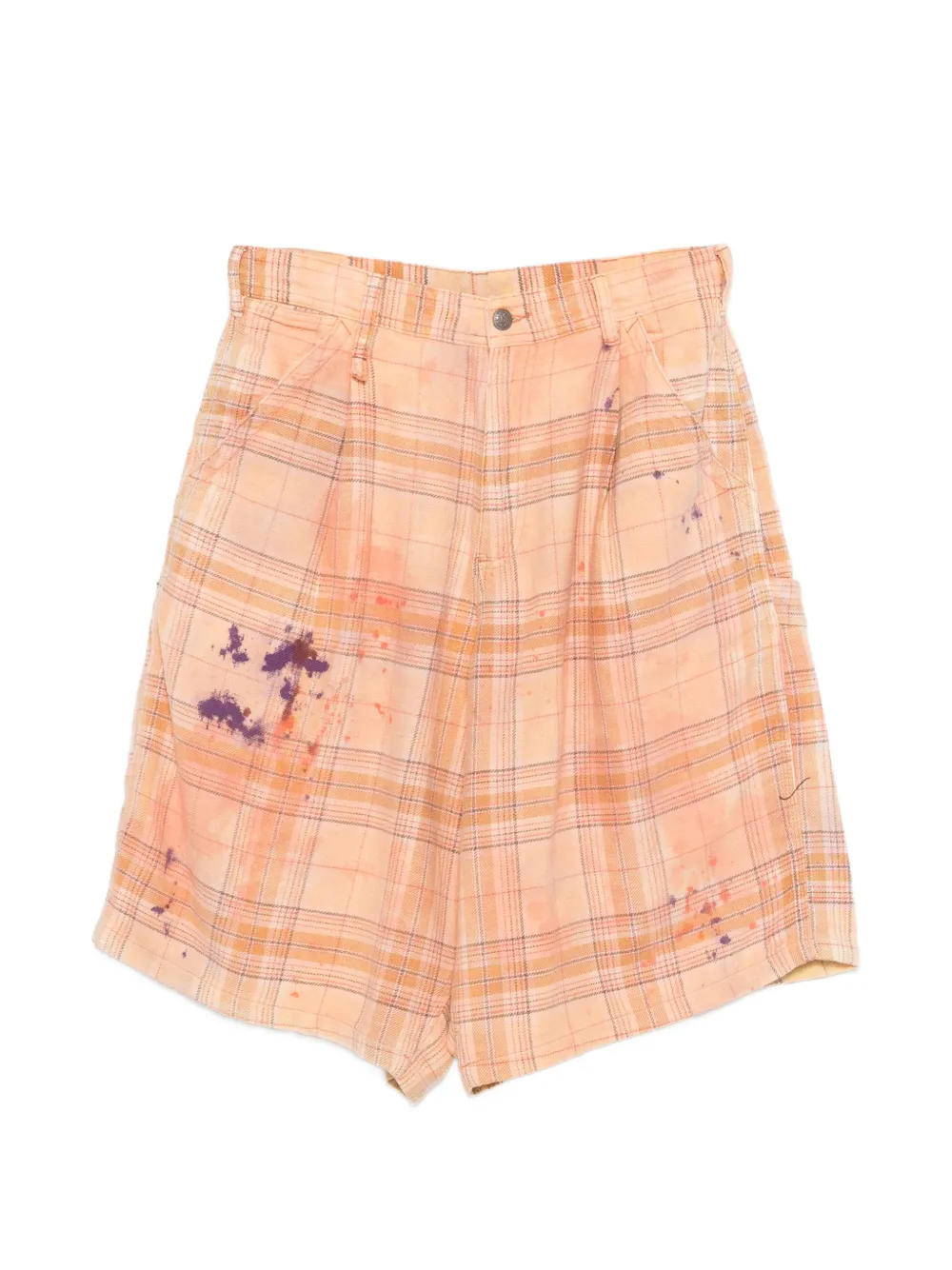 R13 Jesse plaid carpenter shorts - Arancione