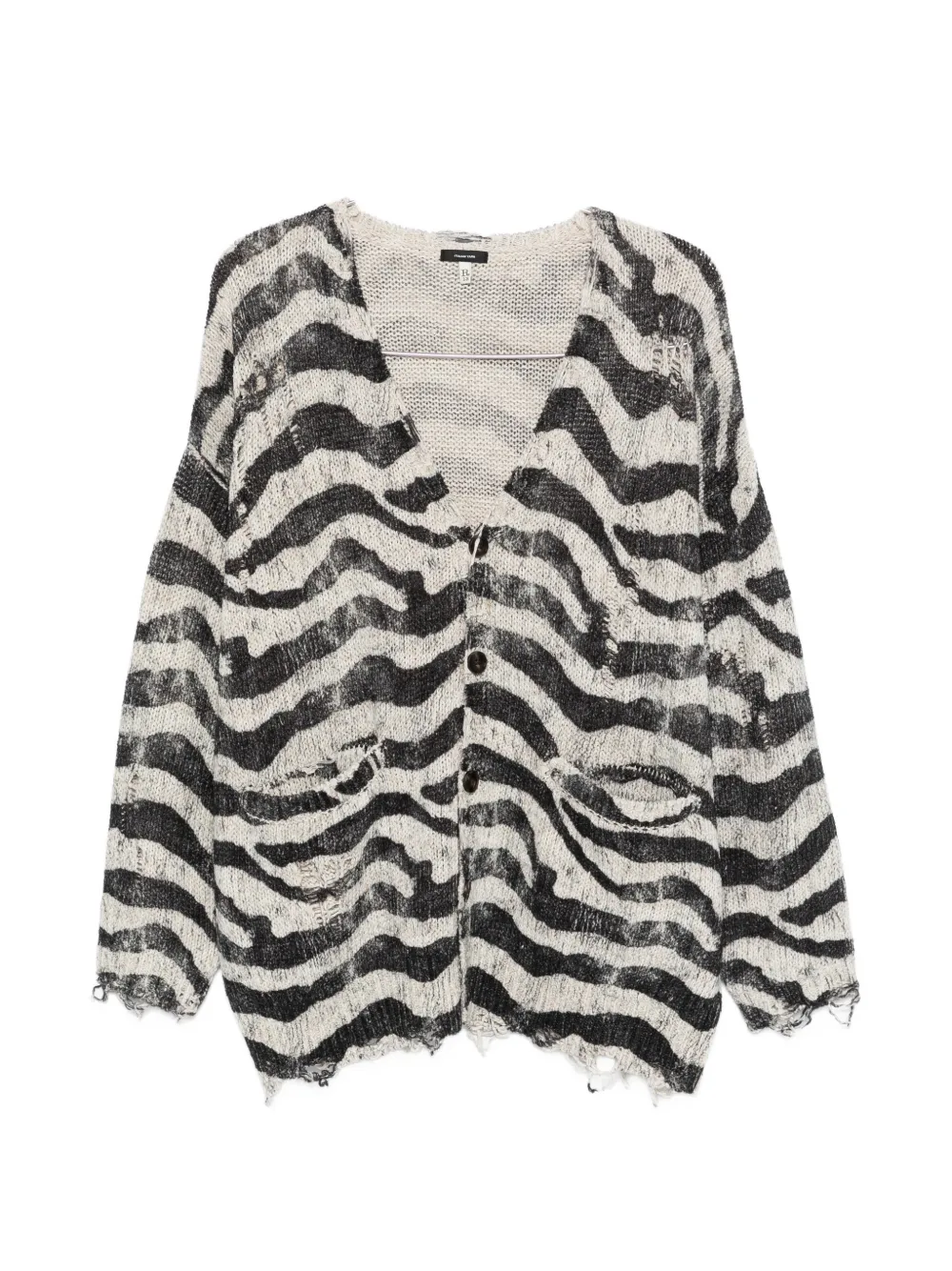 R13 Zebra-printed Oversized Cardigan In Black