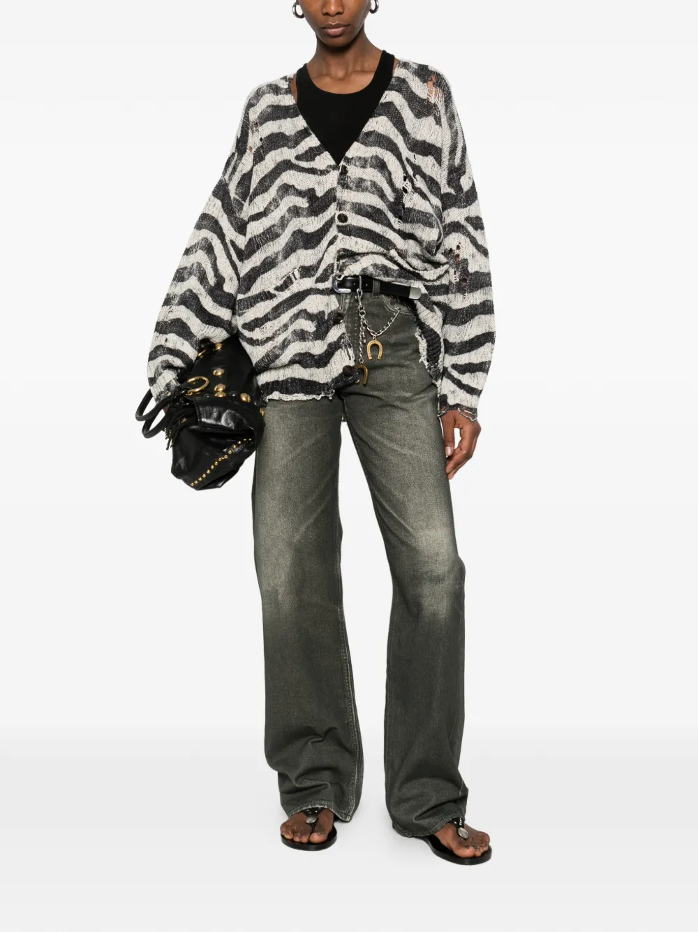 Zebra-Printed Oversized Cardigan