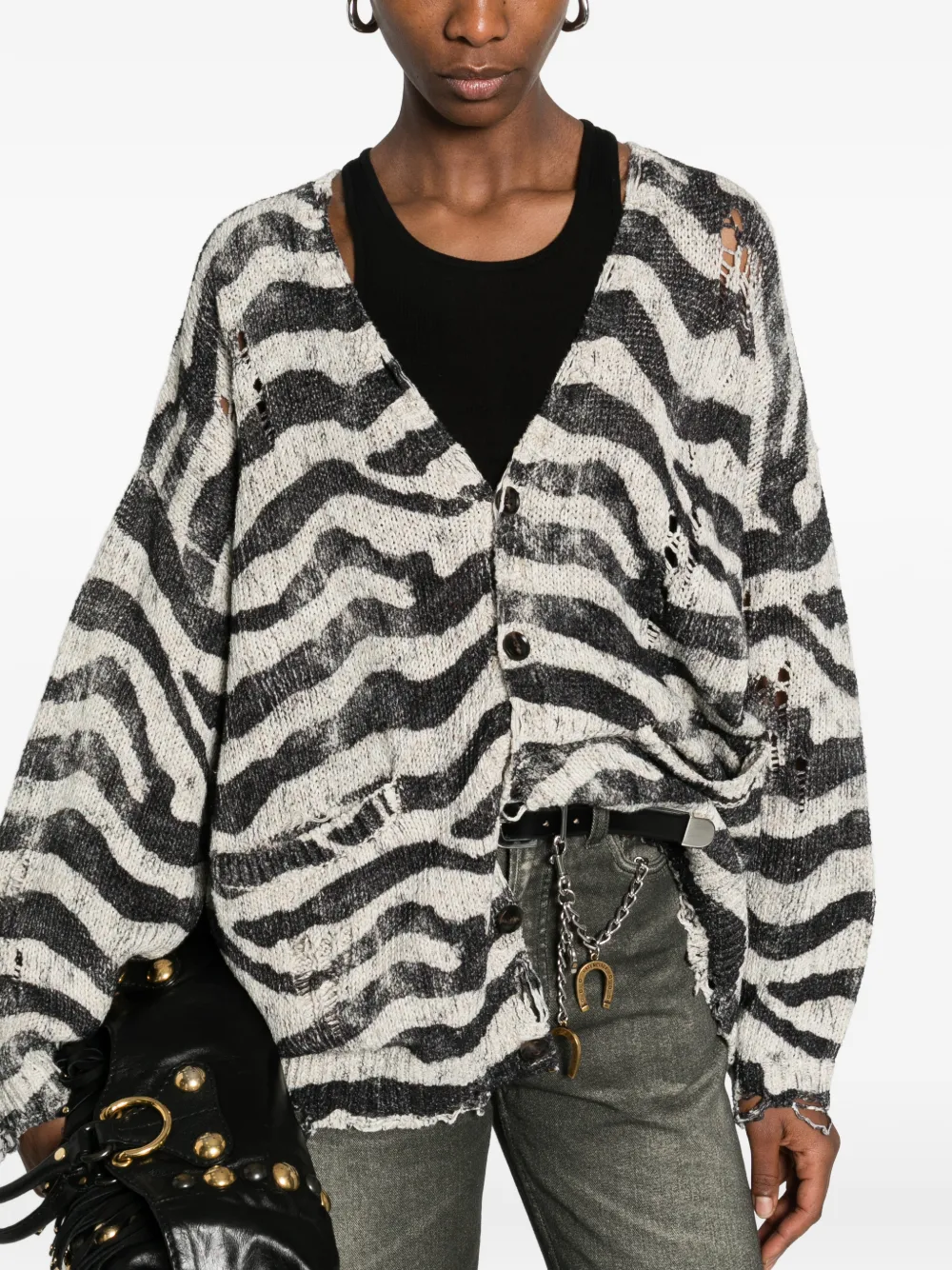 Zebra-Printed Oversized Cardigan