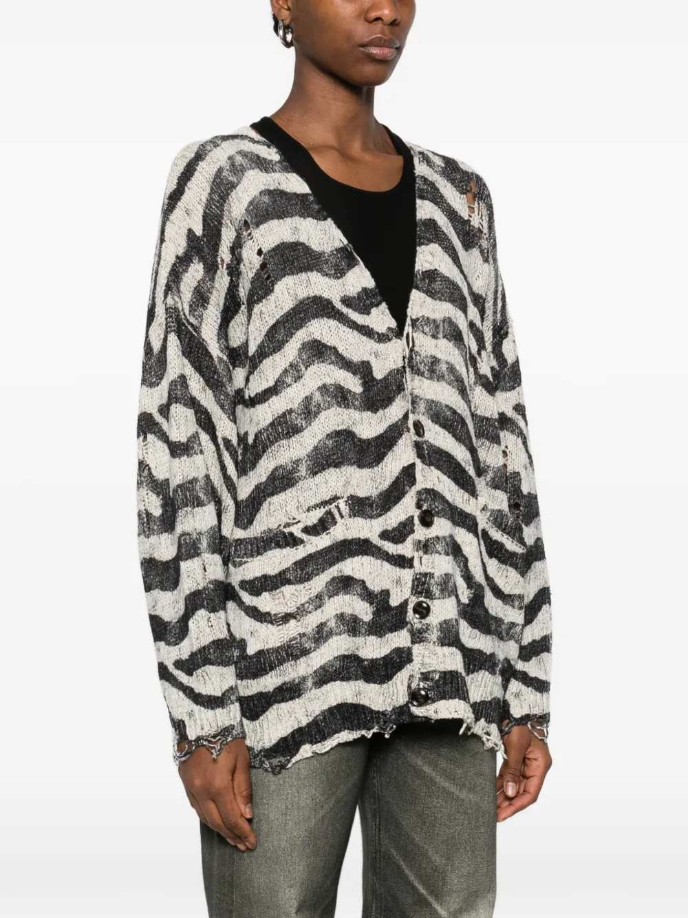 Zebra-Printed Oversized Cardigan