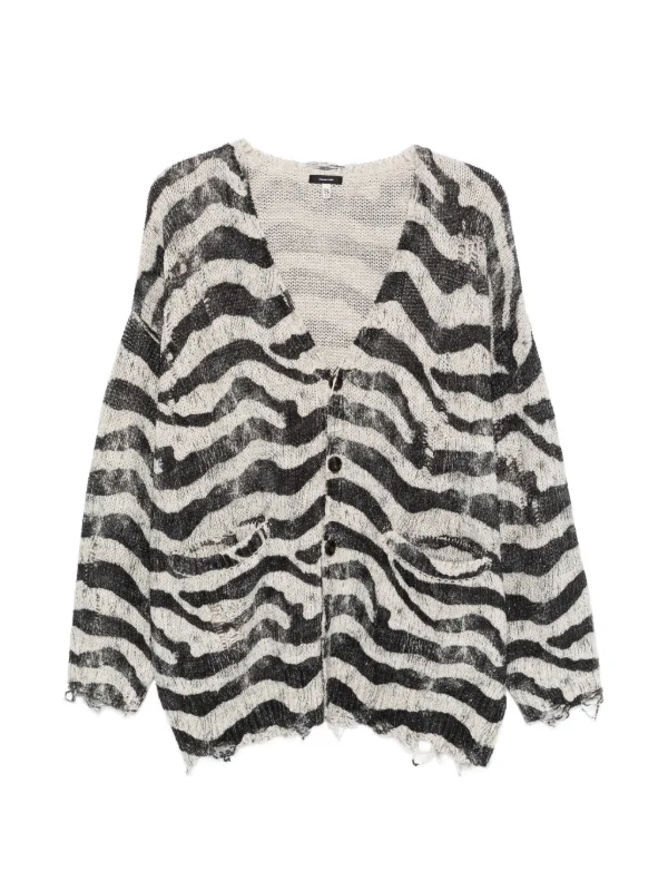 R13 Zebra-printed Oversized Cardigan in Neutrals