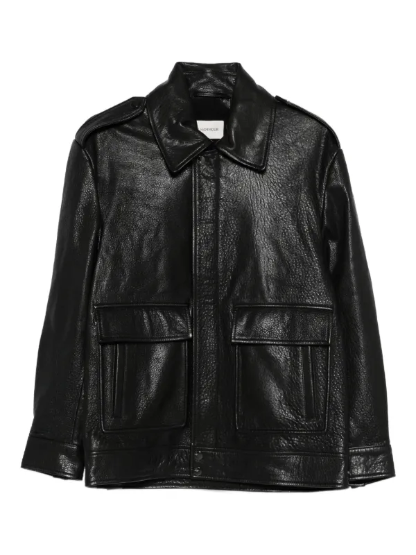 Nour Hammour Drey Leather Jacket in Black