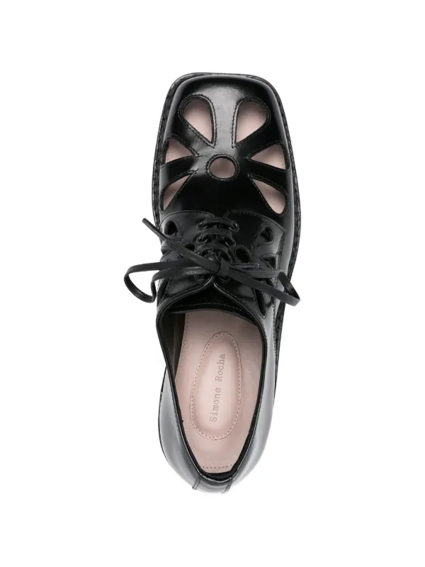Simone Rocha Daisy Derby Shoes | Black | FARFETCH NZ