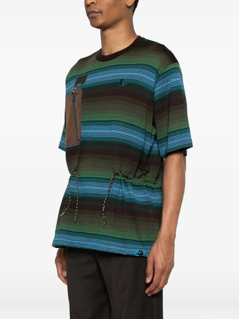 Kolor Gestreept T-shirt met zak Blauw
