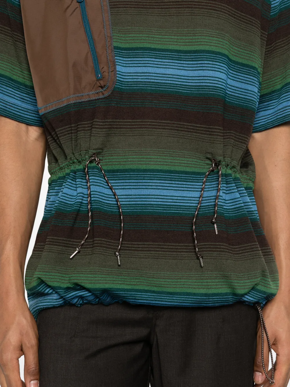Kolor Gestreept T-shirt met zak Blauw